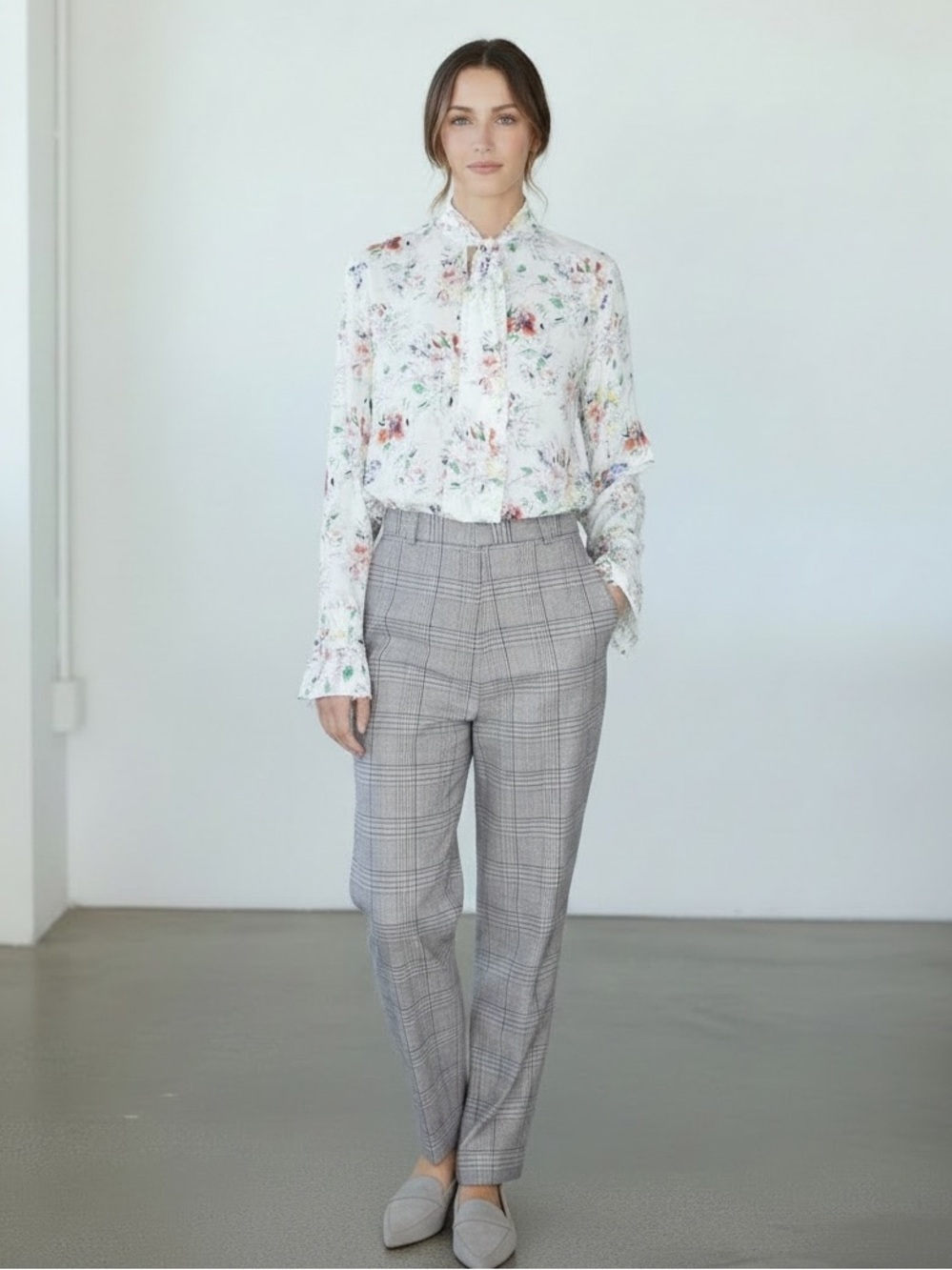 ROSETTA GETTY scarf hem Silk Blend blouse in floral garden Size 0
